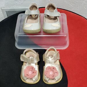 2 Pairs Livie & Luca Stylish Kids Shoes With Flower & Bird Size 6 & 7